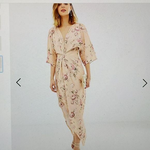 Hope & Ivy knot front maxi dress with in multi floral UK 18/ US 14/ XL NWT - Picture 2 of 15